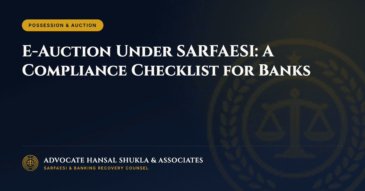 E-Auction Under SARFAESI: A Compliance Checklist for Banks
