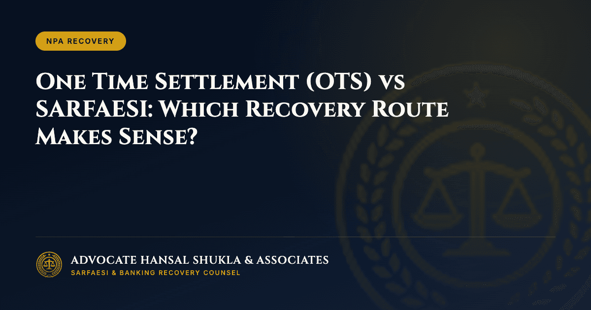 One Time Settlement (OTS) vs SARFAESI: Which Recovery Route Makes Sense?